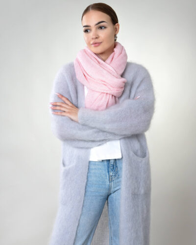 Długi kardigan moherowy Asti – szary