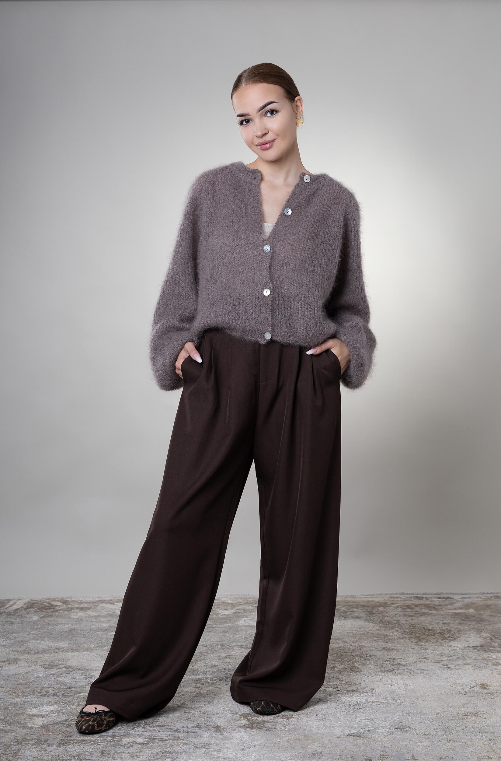 Kardigan moherowy Como - jasny brąz