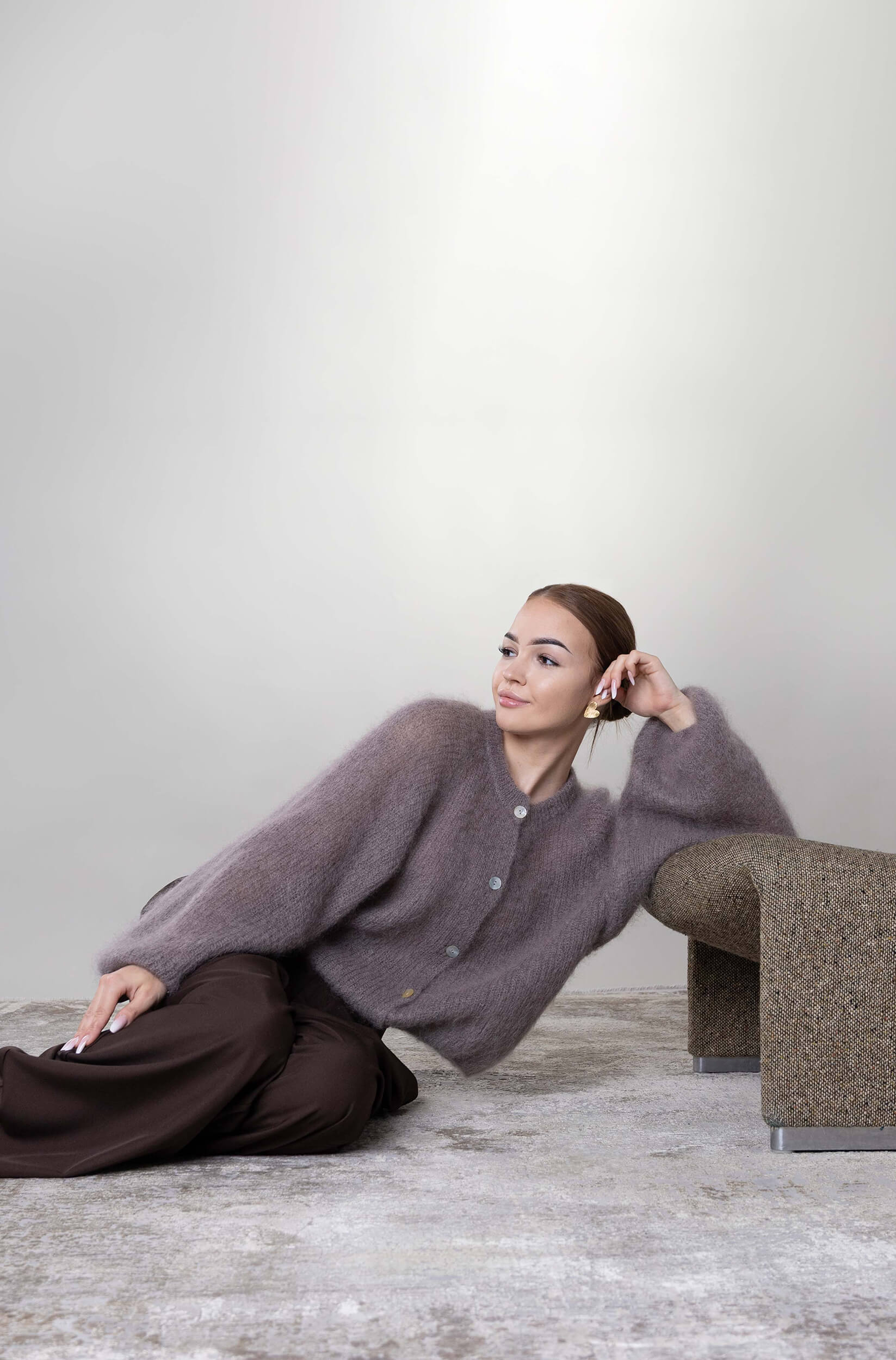 Kardigan moherowy Como - jasny brąz - obrazek 2