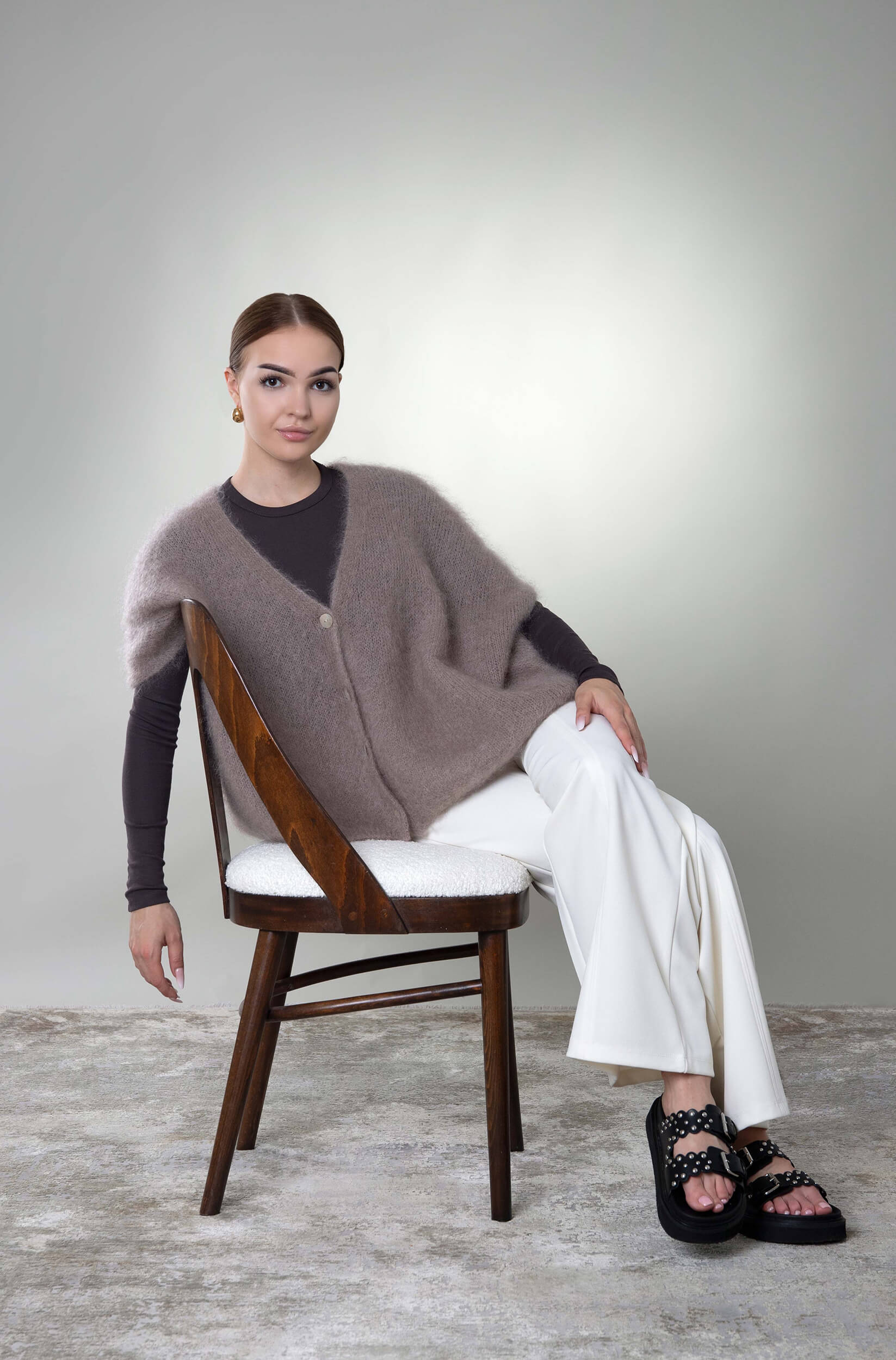 Kamizelka moherowa Enna - jasny brąz