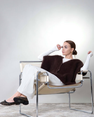 Kamizelka moherowa Enna - brązowa