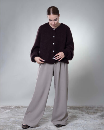 Kardigan z alpaki Garda – ciemny brąz