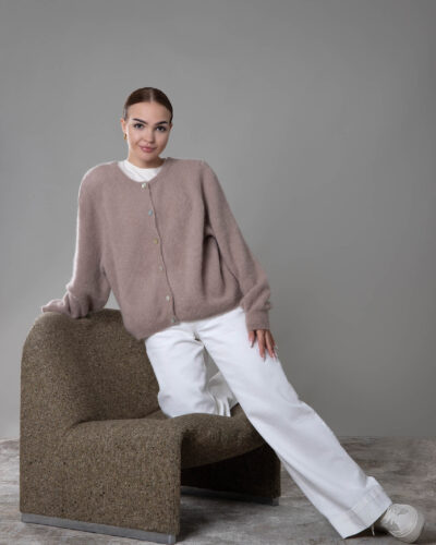 Kardigan z alpaki Garda - beżowy