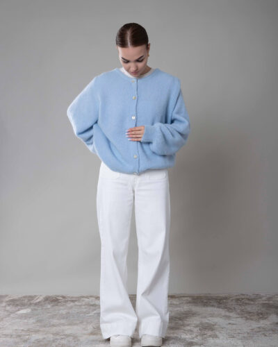 Kardigan z alpaki Garda - błękitny