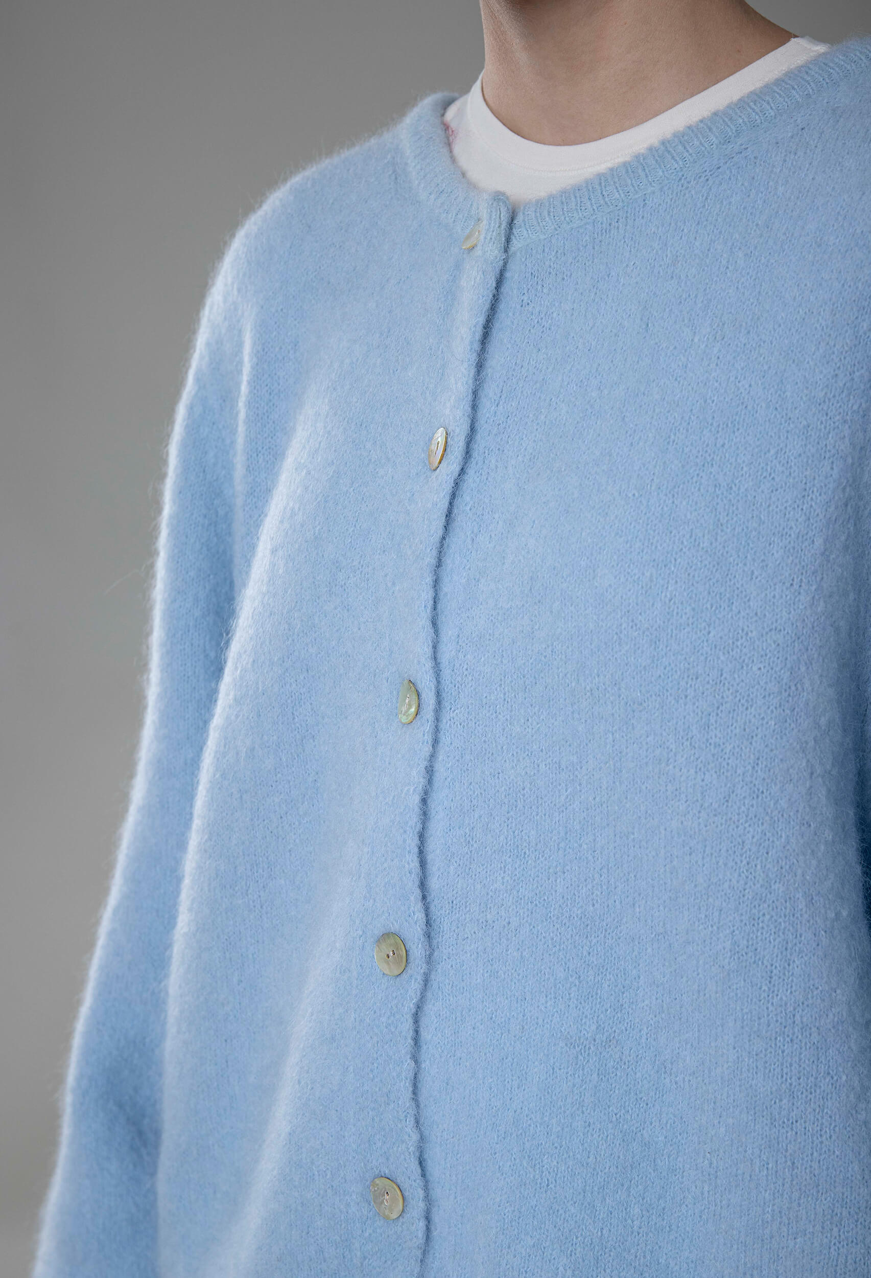 Kardigan z alpaki Garda - błękitny - obrazek 2