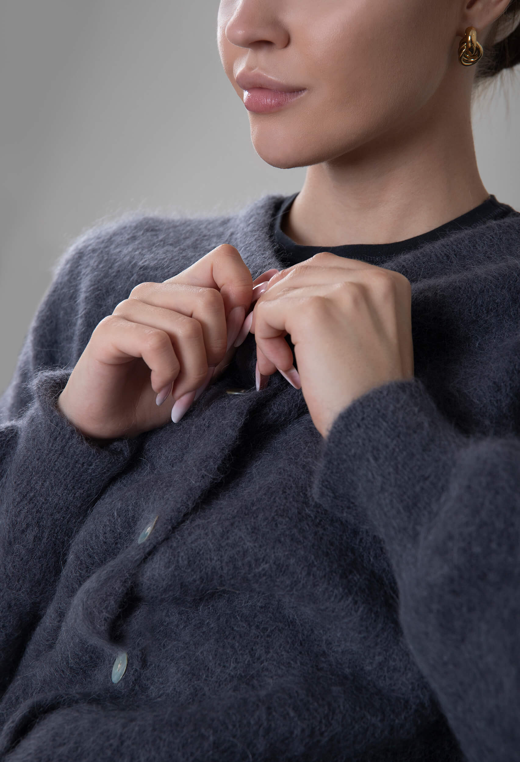 Kardigan z alpaki Garda - szary - obrazek 2