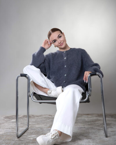 Kardigan z alpaki Garda - szary