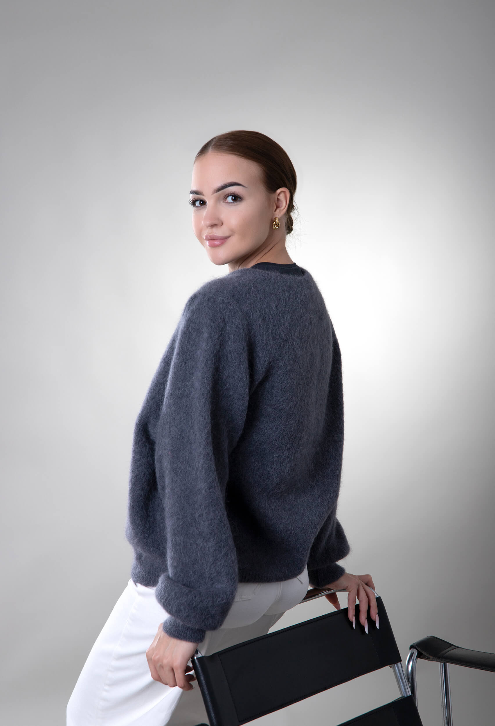 Kardigan z alpaki Garda - szary - obrazek 3