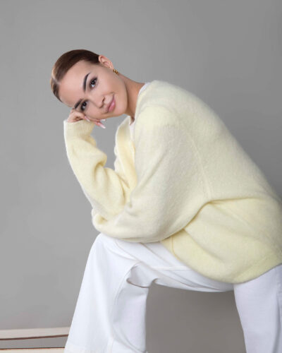 Kardigan z alpaki Garda - żółty