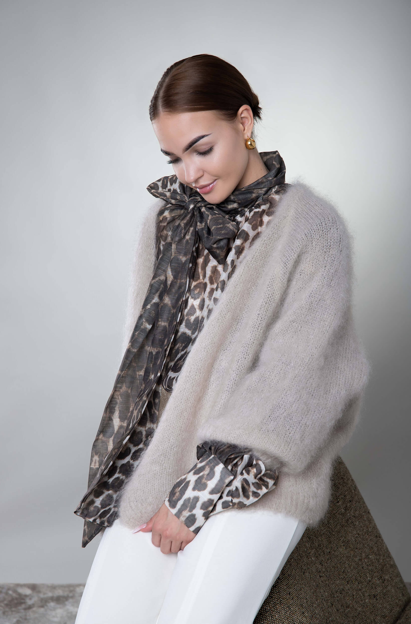 Kardigan moherowy Lucca - beżowy - obrazek 4