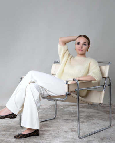 Sweter ¾ rękaw moherowy Oma - jasnożółty