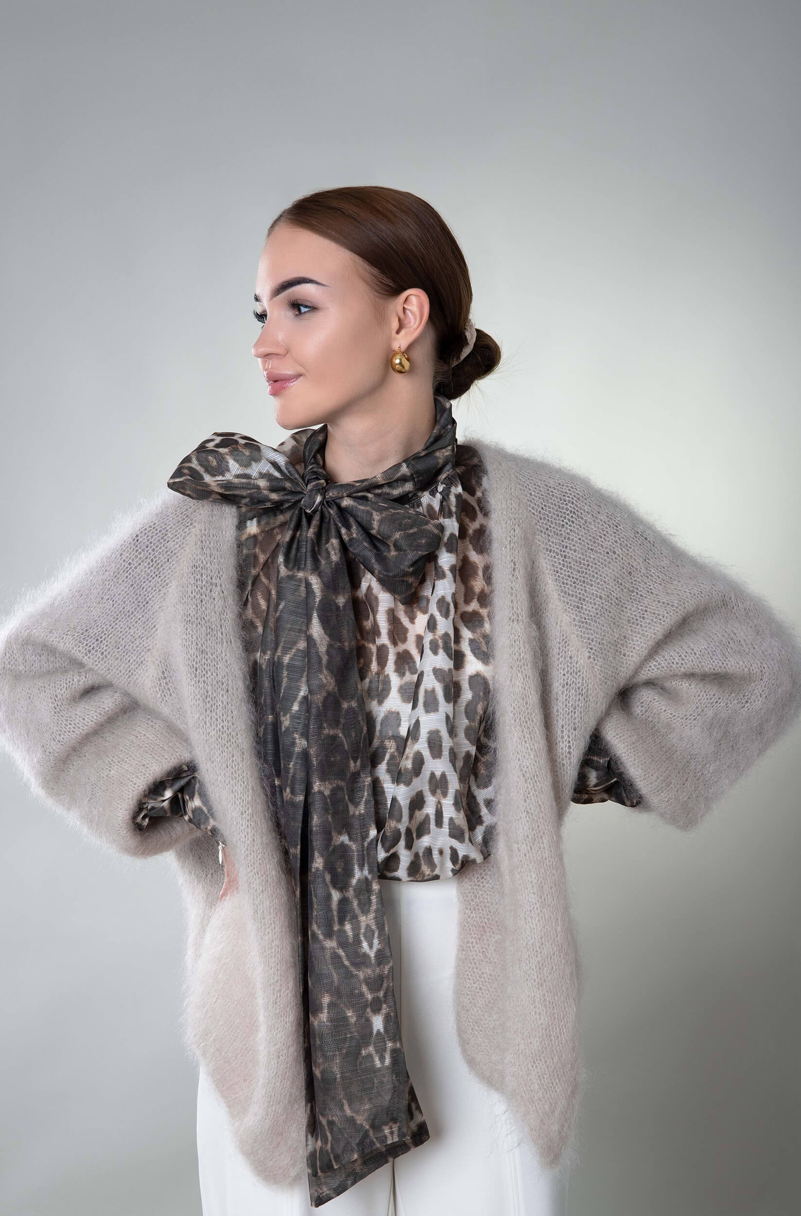 Kardigan moherowy Lucca - beżowy - obrazek 2