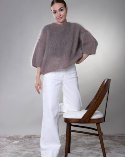 Sweter ¾ rękaw moherowy Prato – taupe