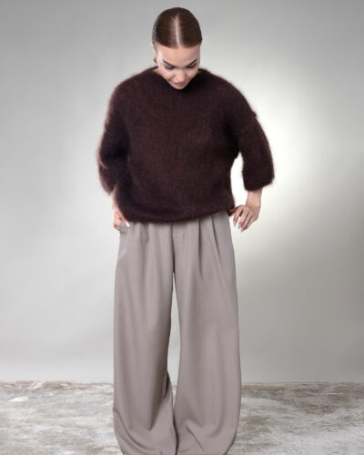 Sweter ¾ rękaw moherowy Prato - brązowy