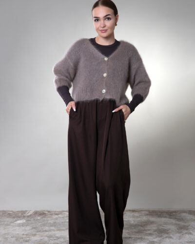 Kardigan na guziki moherowy Trani - taupe