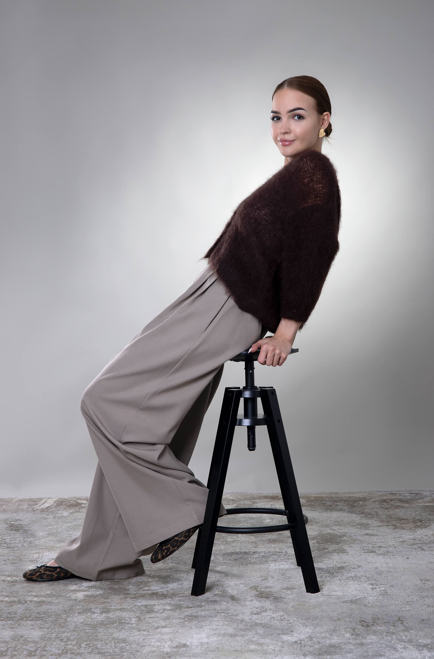 Kardigan na guziki moherowy Trani - brązowy - obrazek 2