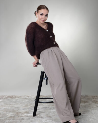 Kardigan na guziki moherowy Trani - brązowy