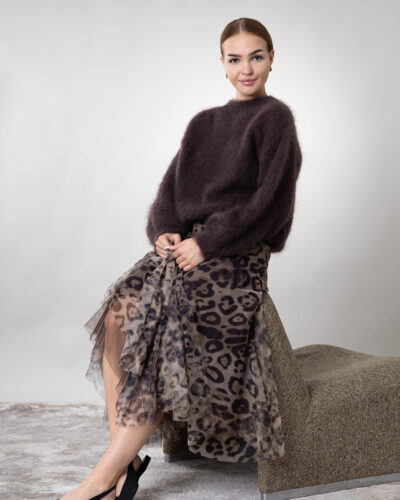 Sweter moherowy Vinci - ciemny brąz