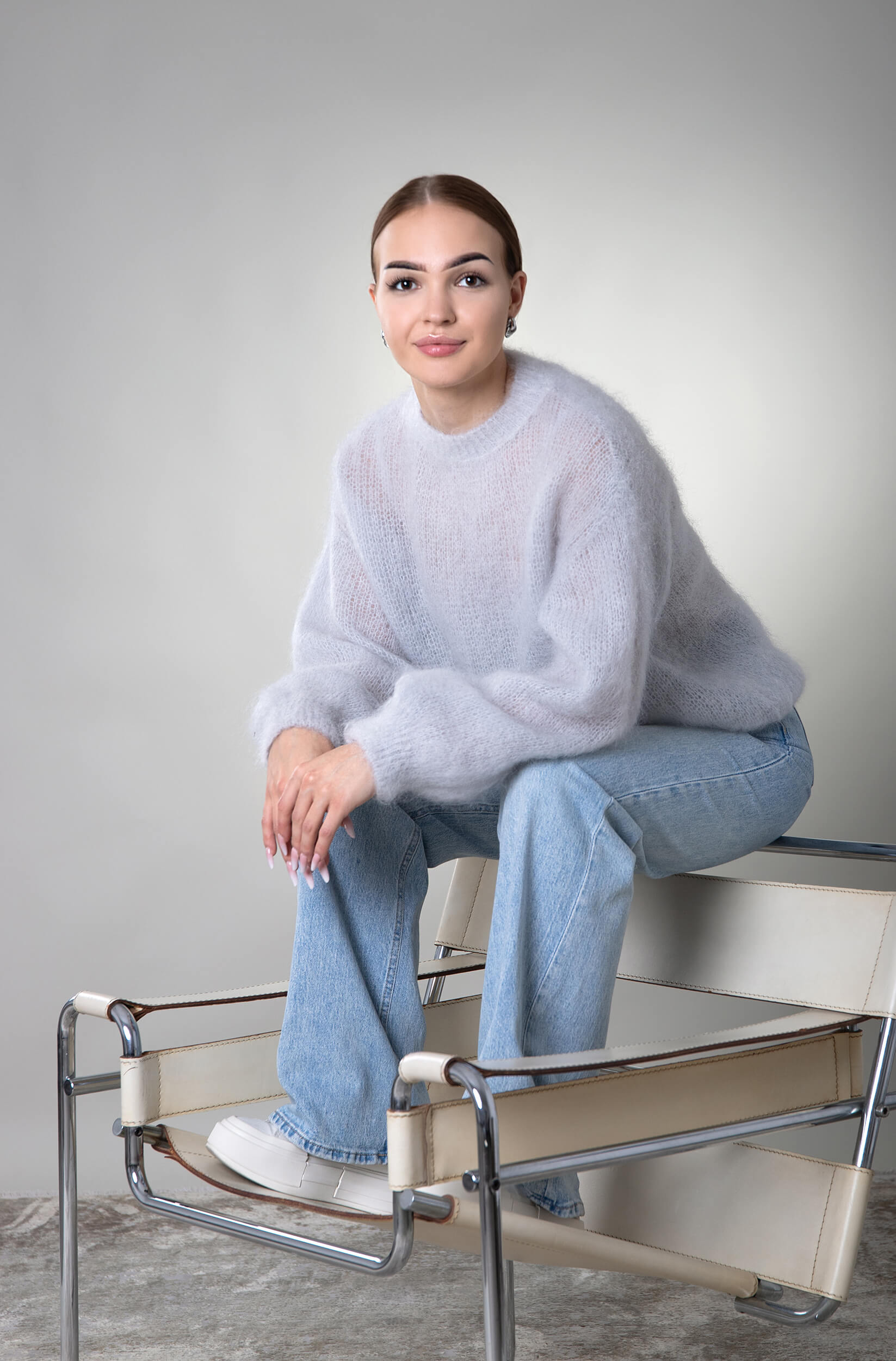 Sweter moherowy Vinci - szary - obrazek 2