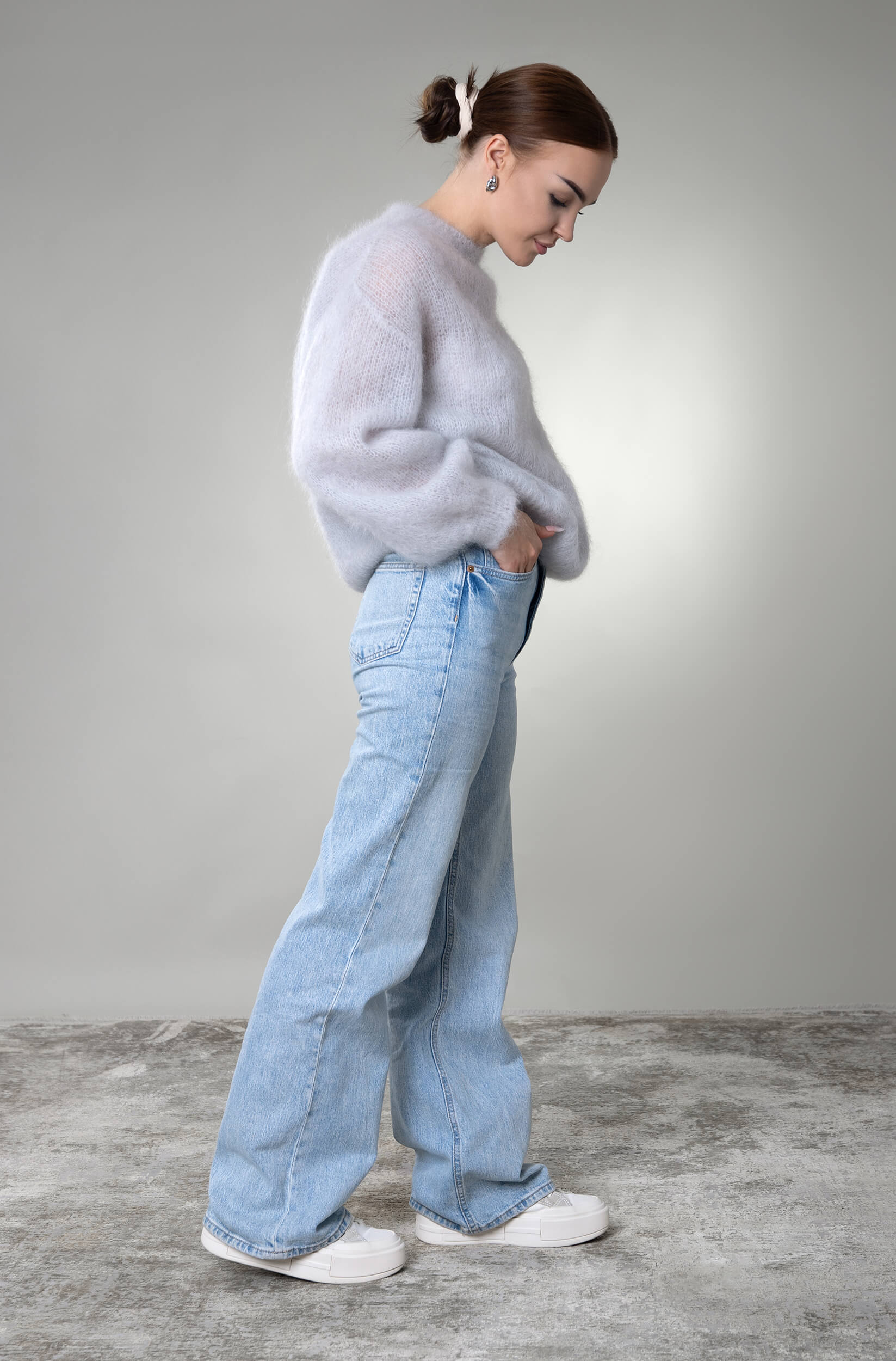 Sweter moherowy Vinci - szary - obrazek 4