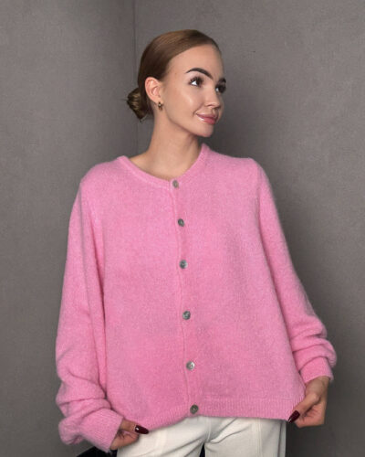 Kardigan z alpaki Garda - różowy