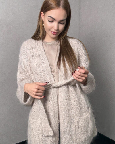 Kardigan moherowy Dolo - kremowy