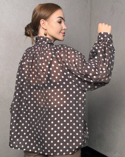 Koszula w groszek Oria – brązowa