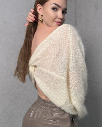 Sweter moherowy Gavi – kremowy