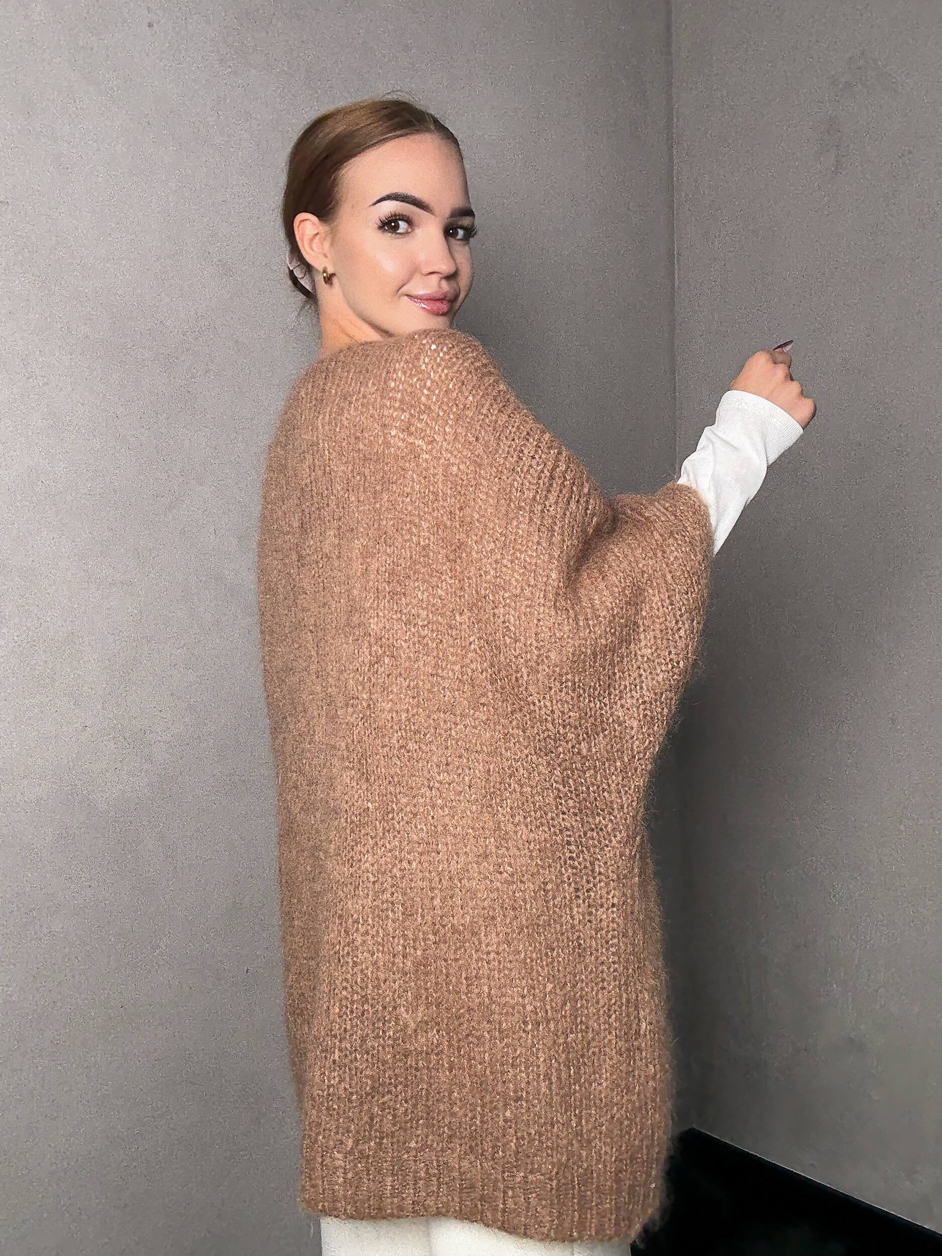 Kardigan moherowy Aosta - carmel - obrazek 3