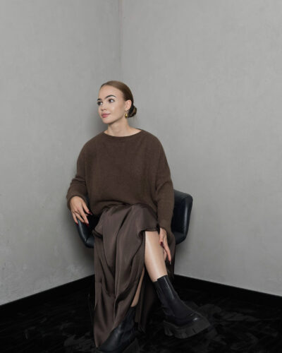 Sweter z wełny alpaki Ami - brązowy