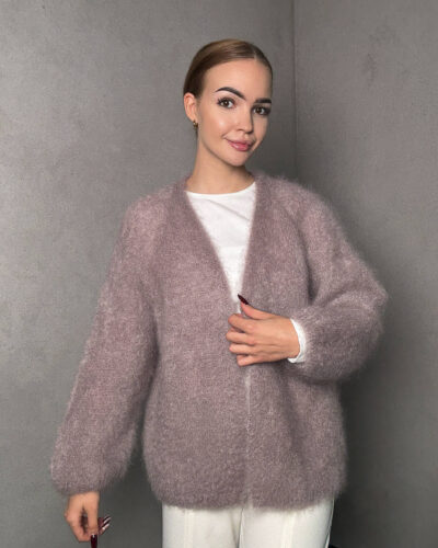 Kardigan moherowy Alba - taupe rose