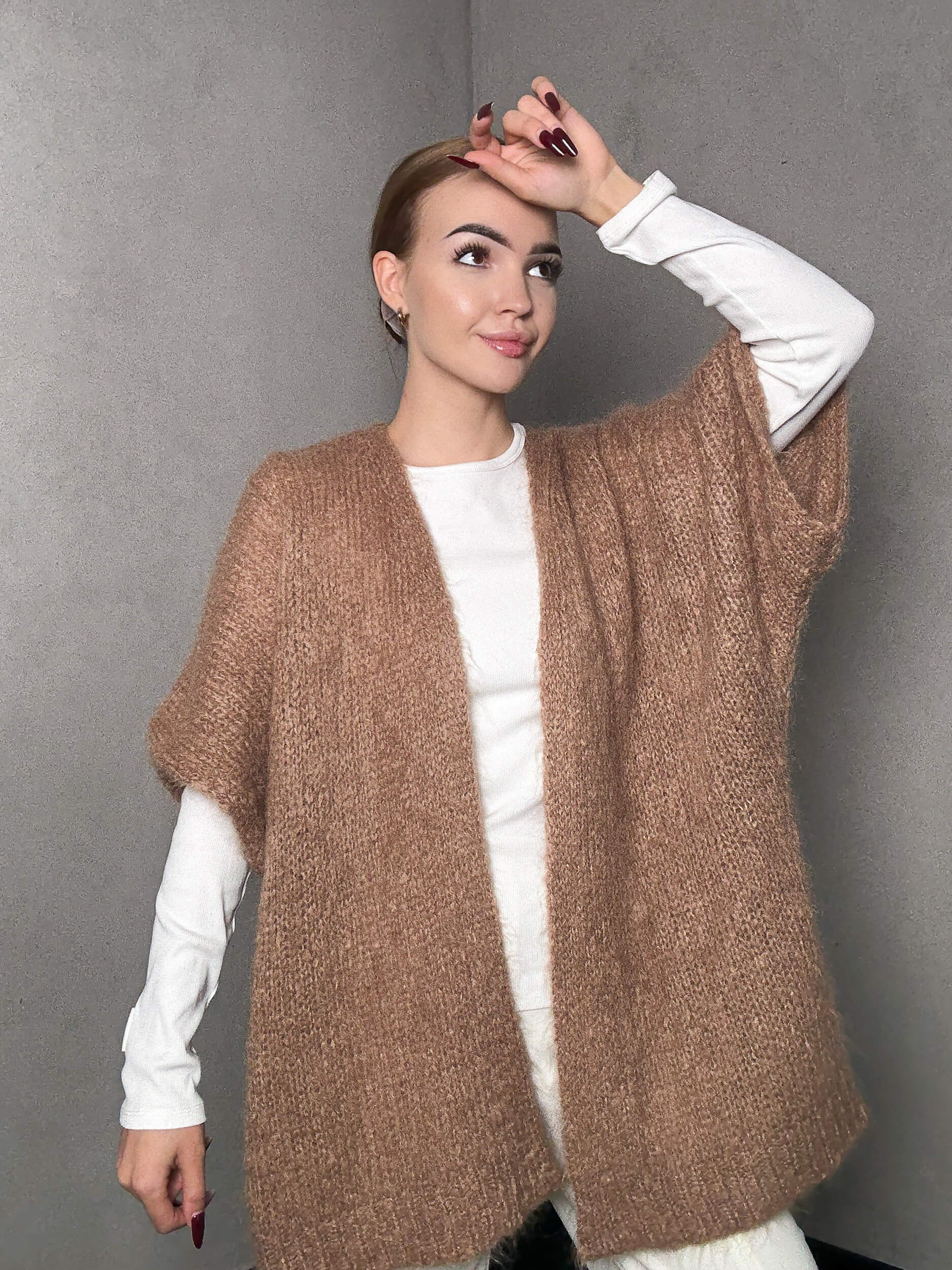 Kardigan moherowy Aosta - carmel - obrazek 2