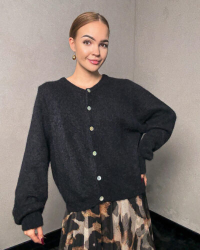 Kardigan z alpaki Garda - czarny