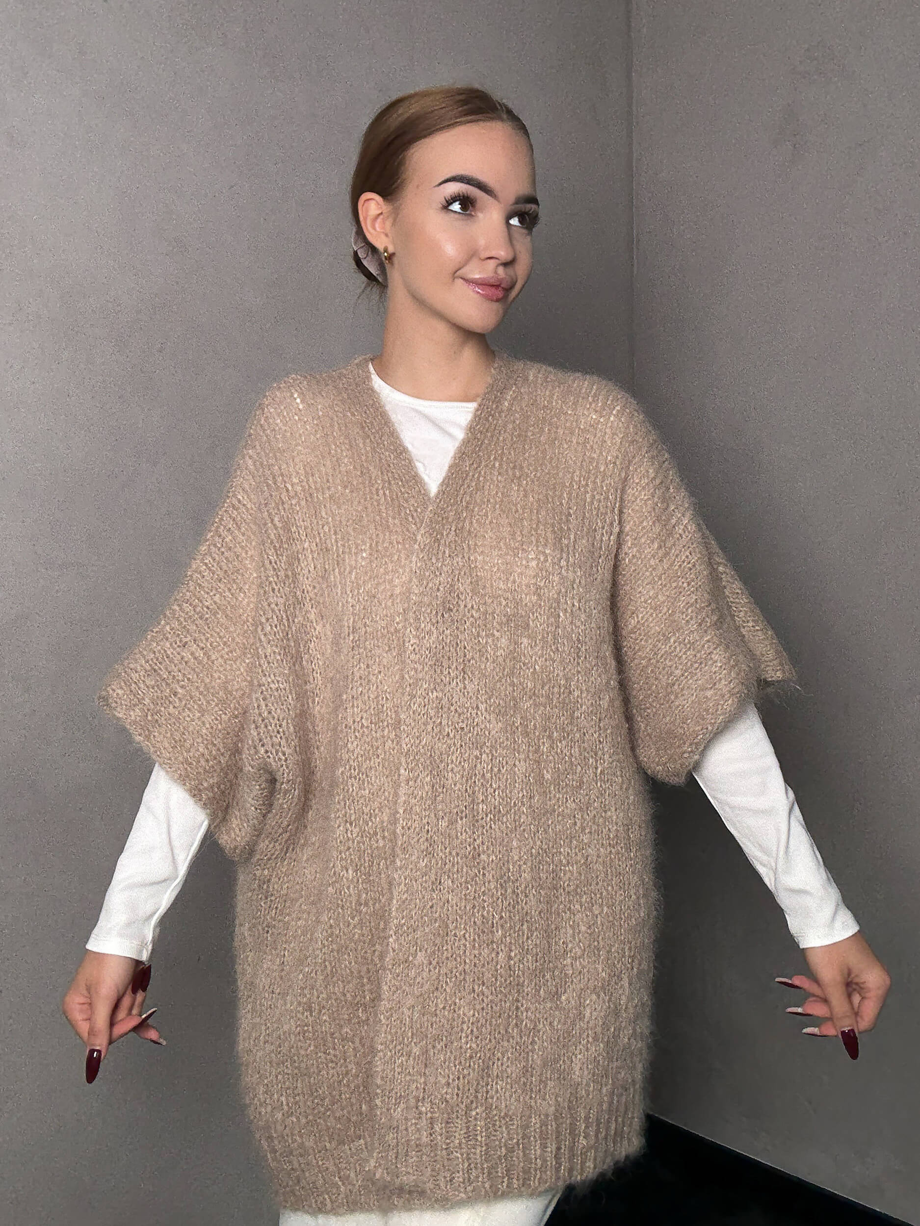 Kardigan moherowy Aosta - taupe