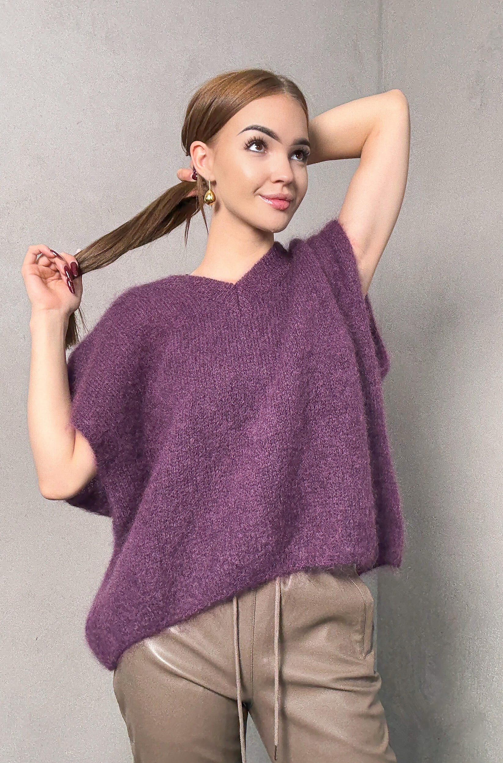 Kamizelka moherowa Nemi - fioletowa - obrazek 2