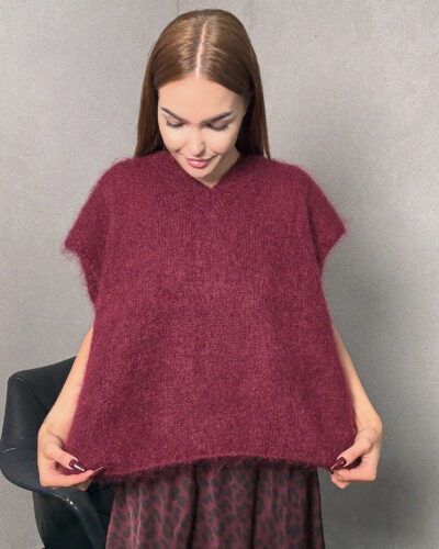 Kamizelka moherowa Nemi - bordowa
