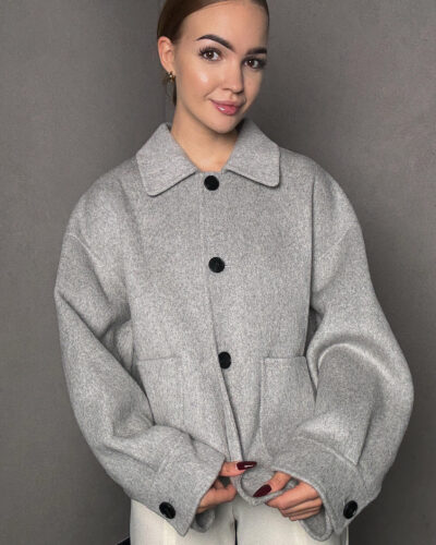 Kurtka na guziki z dodatkiem kaszmiru Lecce – szara