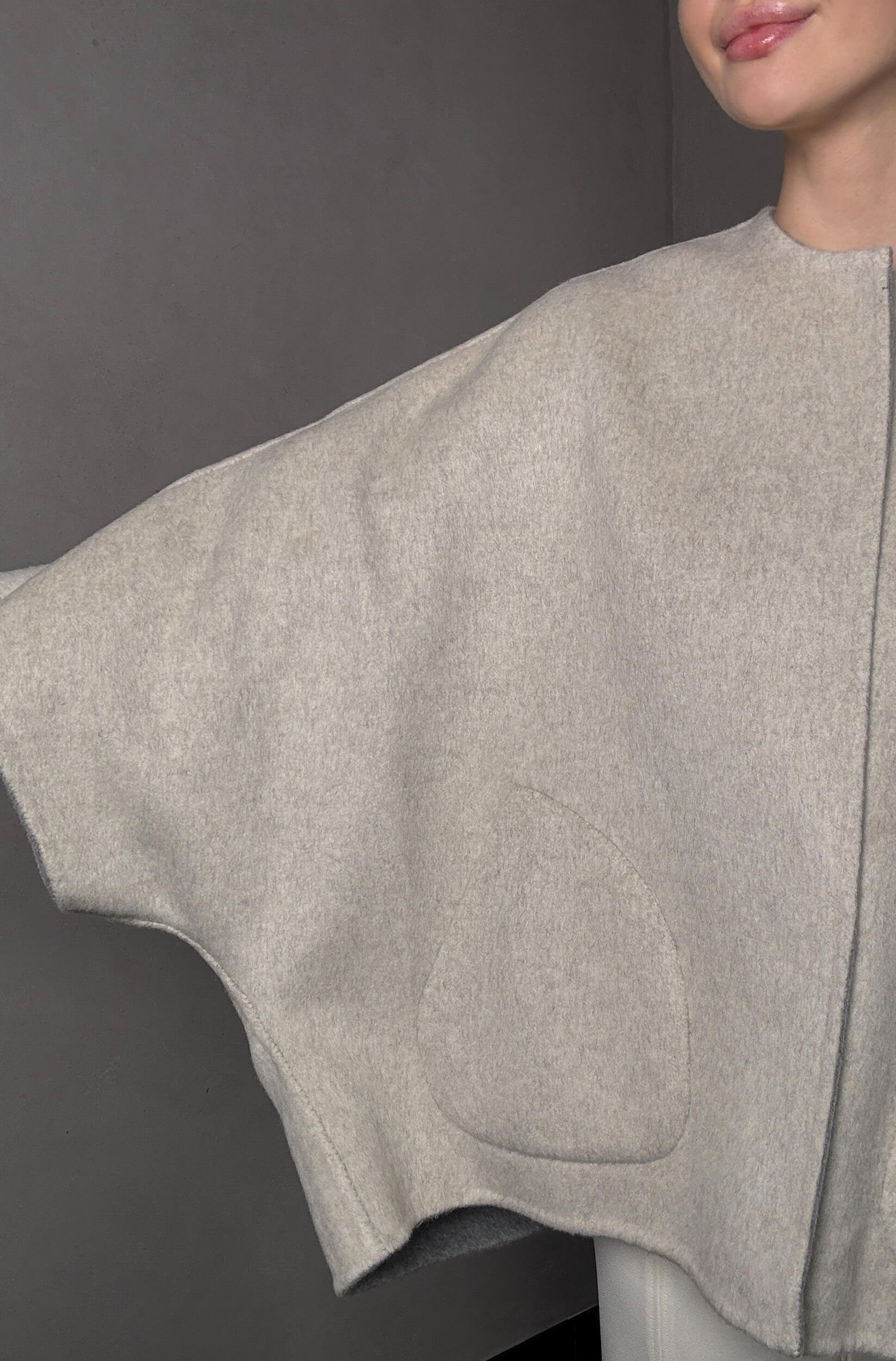 Kurtka dwustronna z dodatkiem kaszmiru Verona - szara - obrazek 5