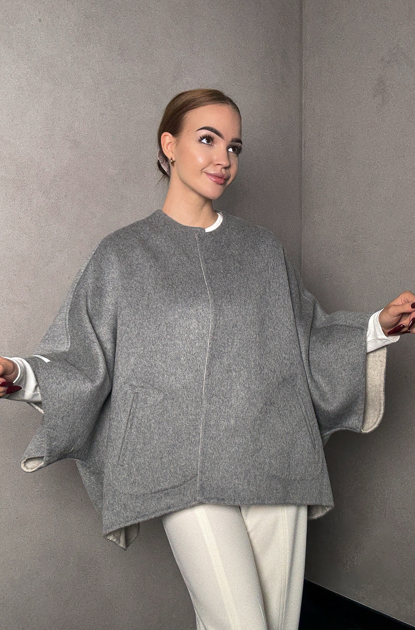 Kurtka dwustronna z dodatkiem kaszmiru Verona - szara