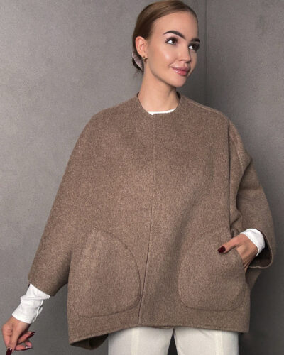 Kurtka dwustronna z dodatkiem kaszmiru Verona - taupe