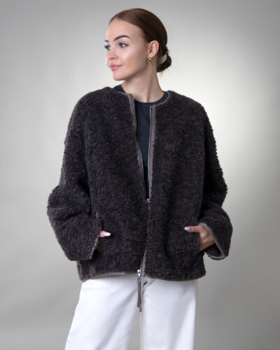 Kurtka teddy Mia - ciemny brąz