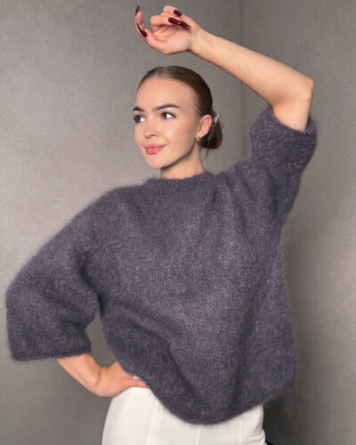 Sweter moherowy Luni - grafitowy