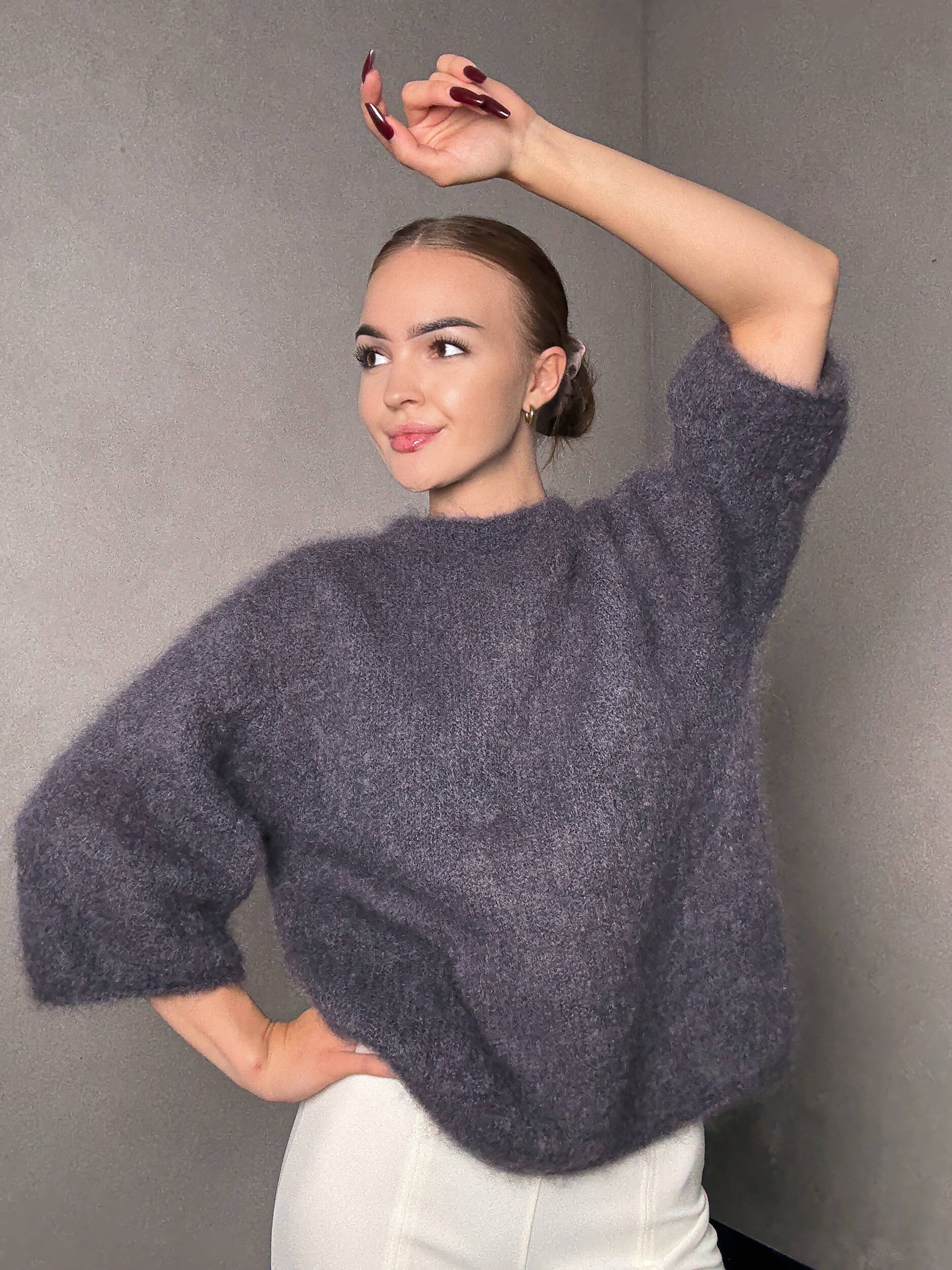 Sweter moherowy Luni - grafitowy