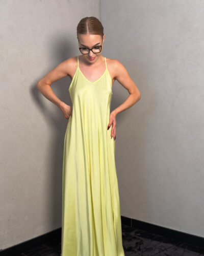 Sukienka z wiskozy maxi Nani - limonkowa