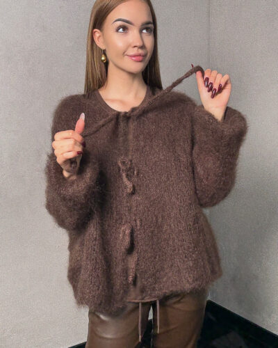 Kardigan moherowy Parma - brązowy