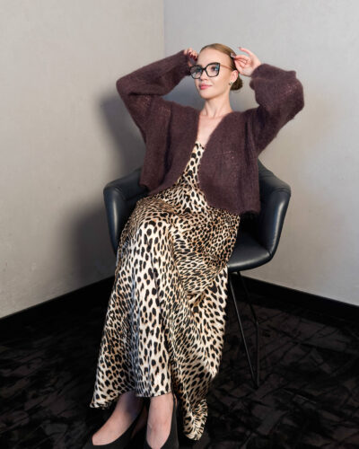 Sweter moherowy Lia - brązowy