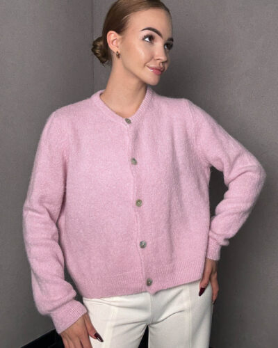 Kardigan z alpaki Rieti - pudrowy róż