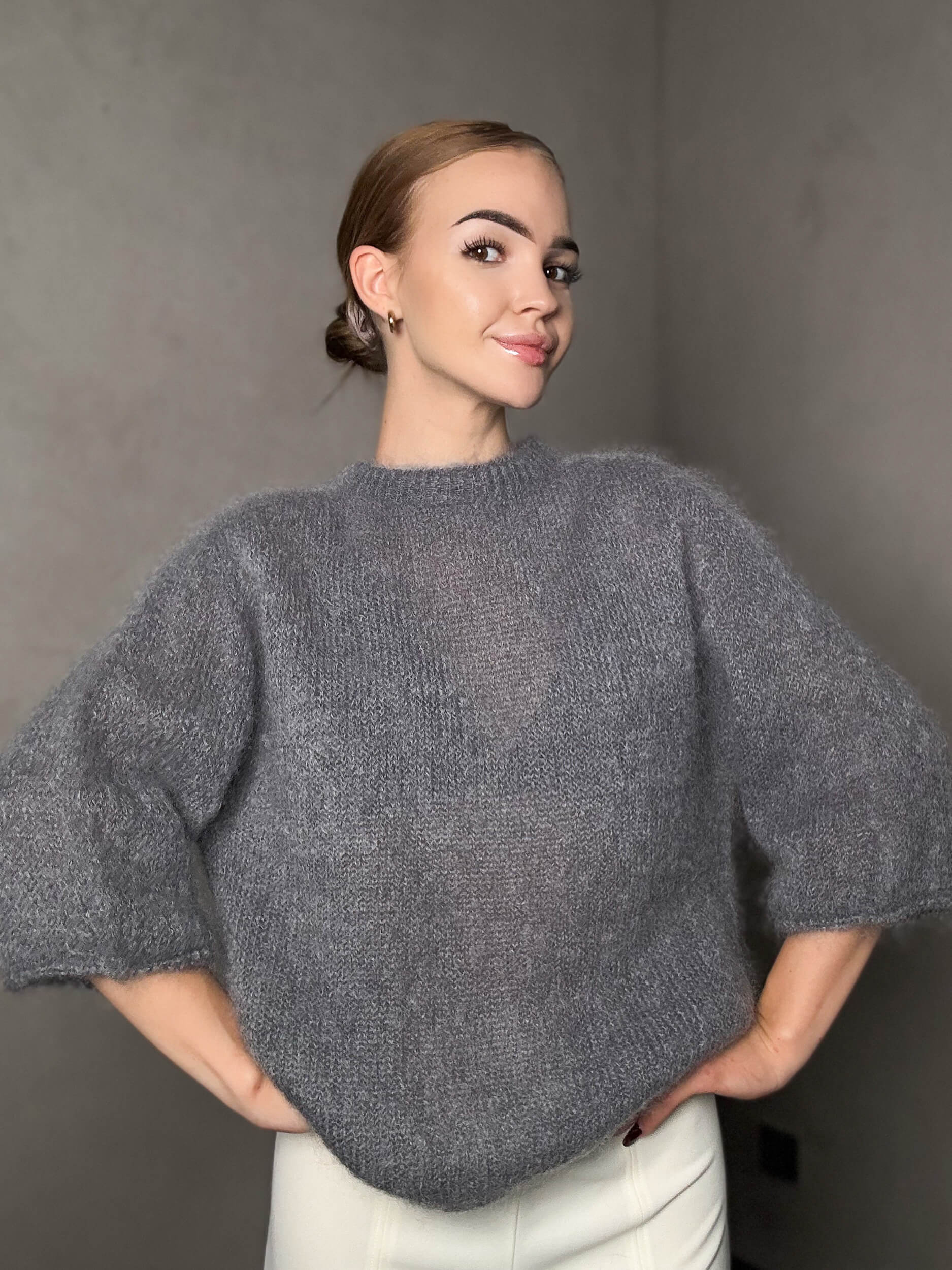 Sweter moherowy Luni - szary