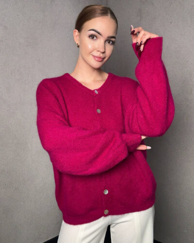 Kardigan z alpaki Garda - fuksja
