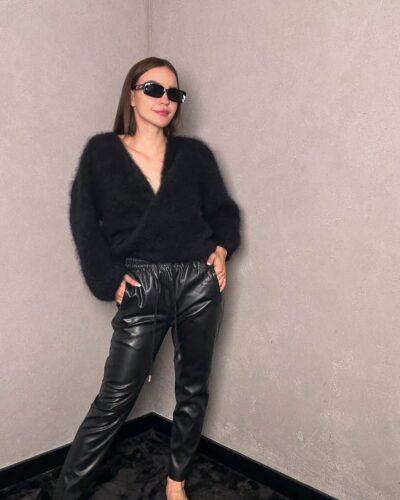 Spodnie eko skóra Subi - czarne